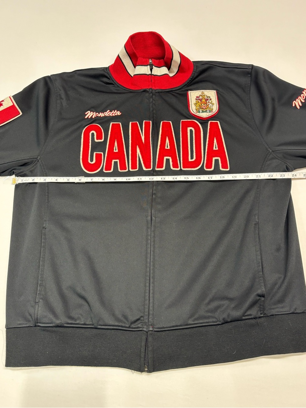 Vintage Mondetta Canada Men's Full-Zip Track Varsity Jacket Black Red Sz XXL 409 - Picture 6 of 6